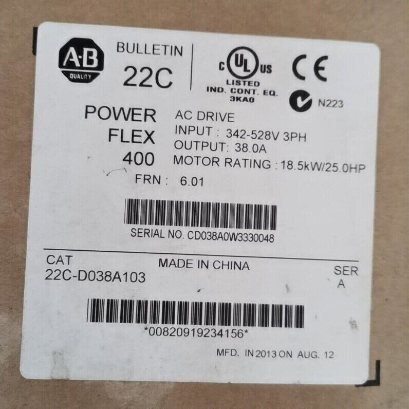 Allen-Bradley 22C-D038A103 PowerFlex 400 AC Drive 18.5 kW 25 HP - ALLEN-BRADLEY