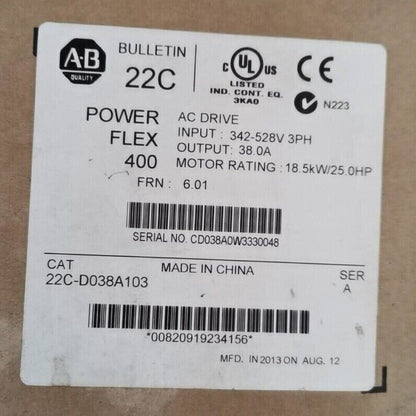 Allen-Bradley 22C-D038A103 PowerFlex 400 AC Drive 18.5 kW 25 HP - ALLEN-BRADLEY