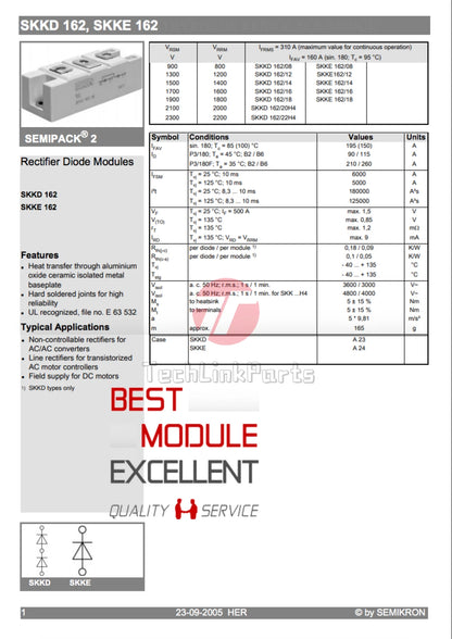 1PCS SEMIKRON SKKD162/16 Power supply module SKKD162-16 Quality Assurance