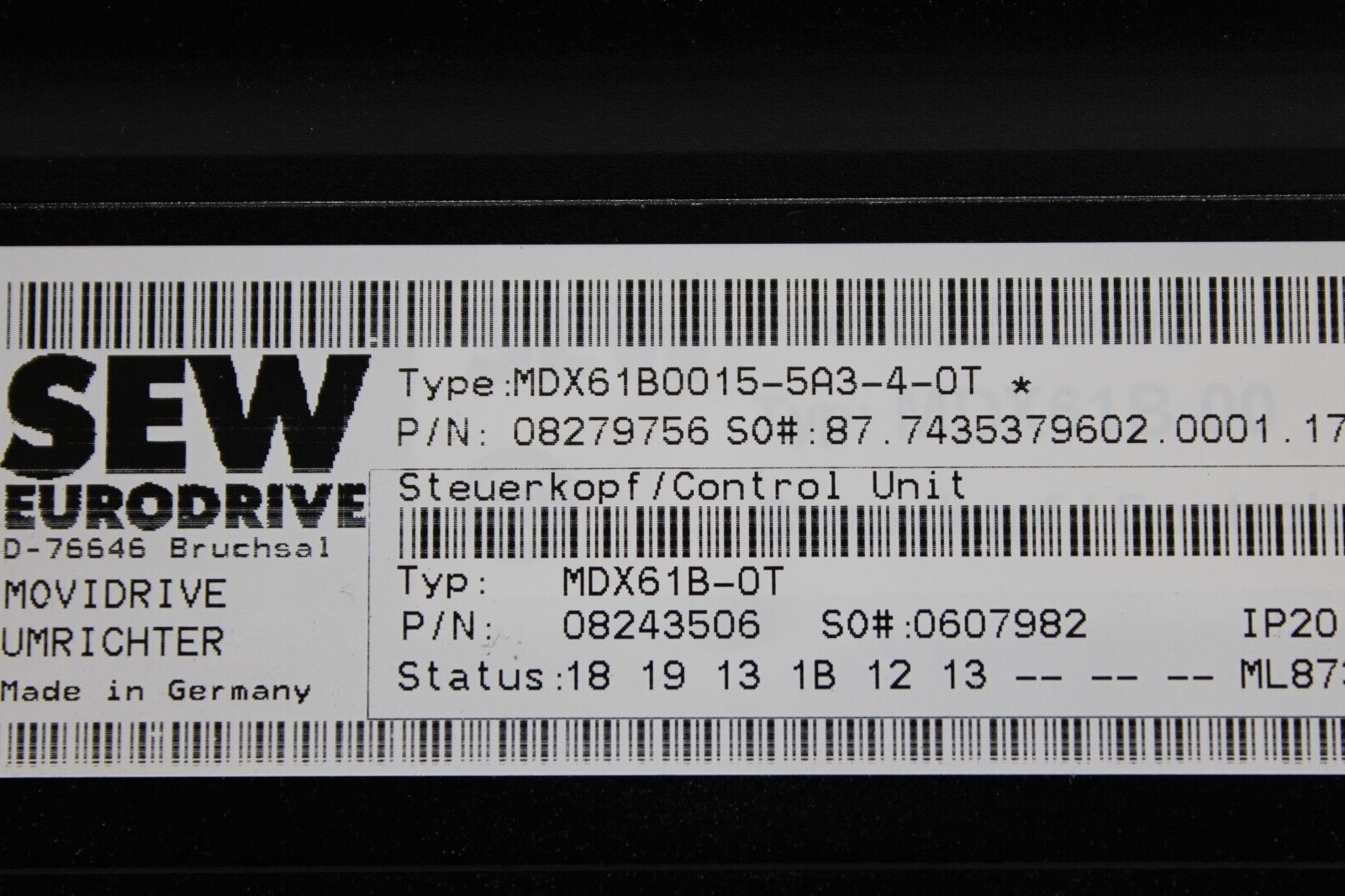 used Sew MDX60A0015-5A3-4-00 MDX61B0015-5A3-4-OT Inverter Drive - SEW