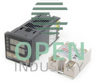 Digital PID Temperature Controller Thermostat REX-C100 + Max.40A SSR Relay K