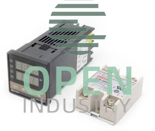 Digital PID Temperature Controller Thermostat REX-C100 + Max.40A SSR Relay K