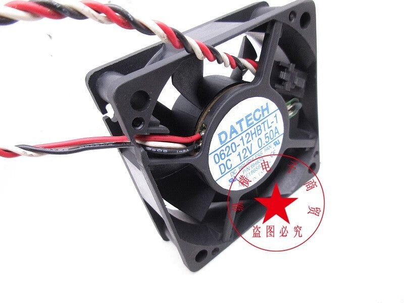 DATECH 0620-12HBTL-1 6020 DC12V 0.50A 6CM 3-Pin Server Cooling Fan