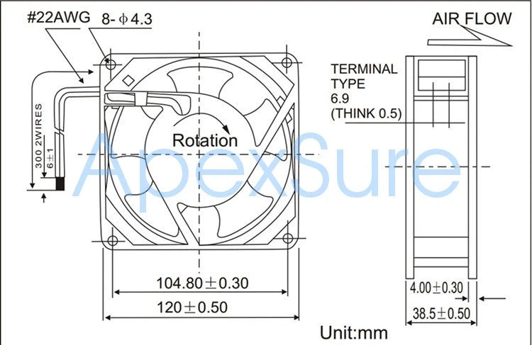QF12038HAB2 high temperature axial fan 12CM 220V 0.14A oven chassis cooling fan