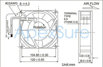 QF12038HAB2 high temperature axial fan 12CM 220V 0.14A oven chassis cooling fan