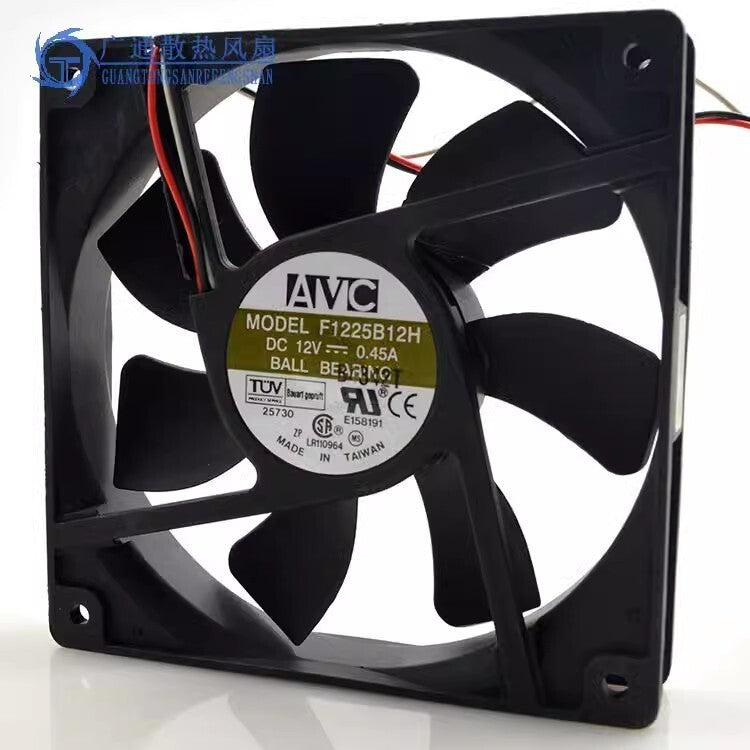 AVC F1225B12H 12025 DC12V 0.45A 12CM 3-Pin Dual Ball Cooling Fan