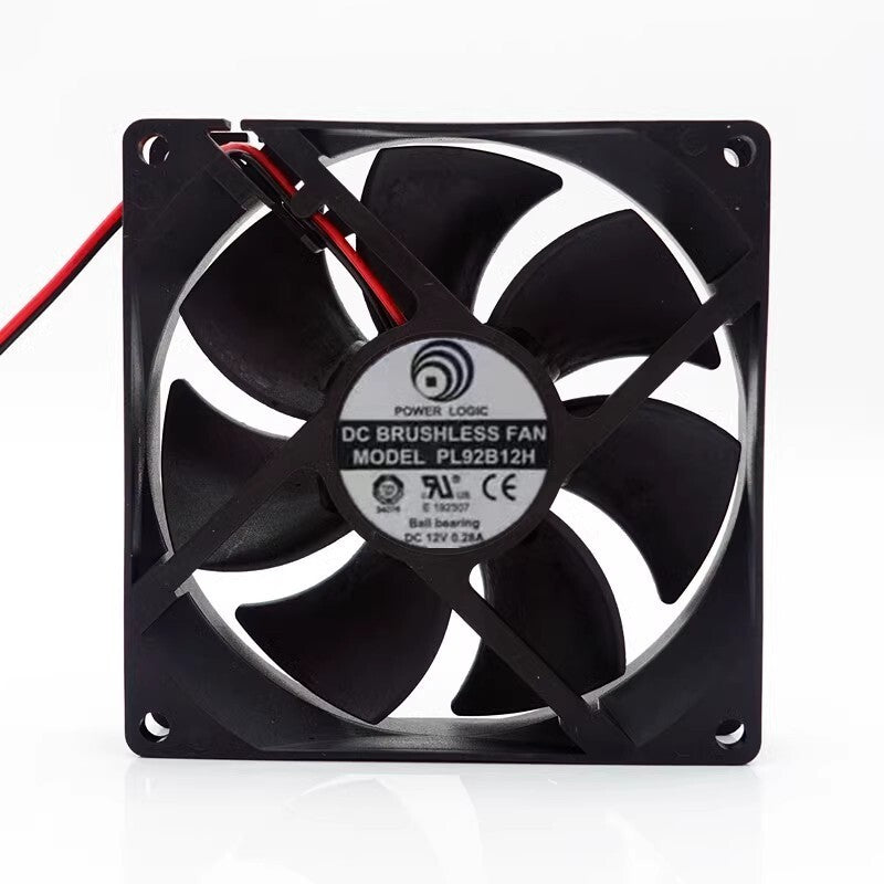 POWER LOGIC PL92B12H 9025 DC12V 0.28A 2-Wire Dual Ball Cooling Fan