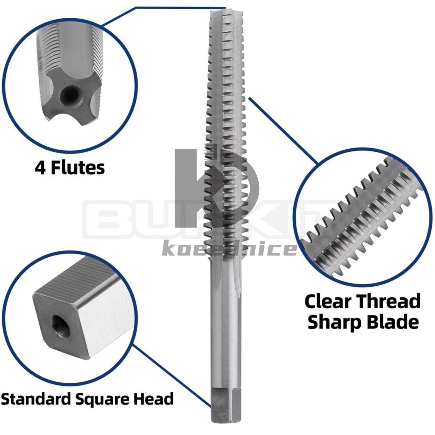 ACME 7/8"-5 Trapezoidal Tap Left Hand, HSS 7/8 x 5 Trapezoidal Thread Tap