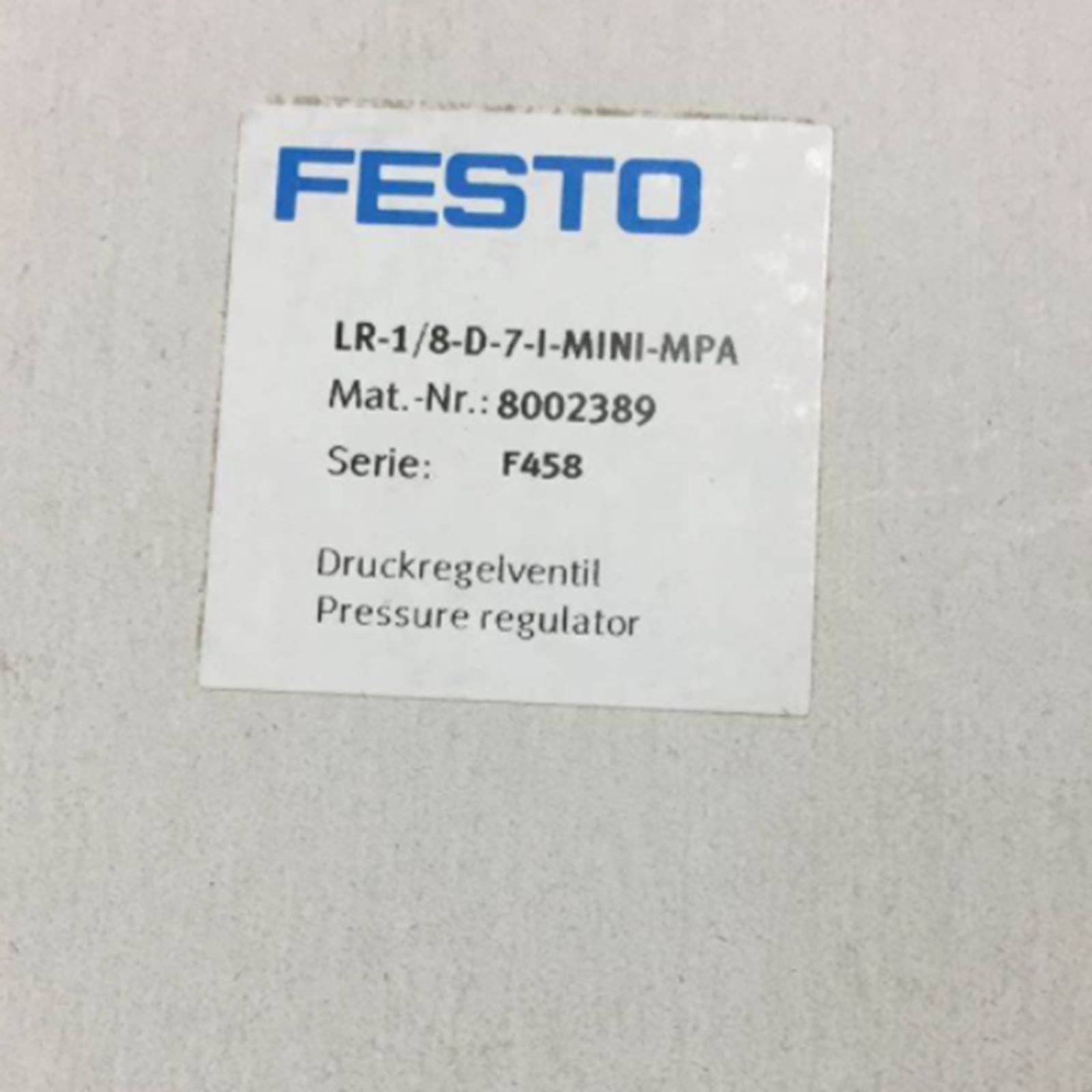 FESTO LR-1/8-D-7-I-MINI-MPA 8002389 Pressure Reducing Valve FESTO