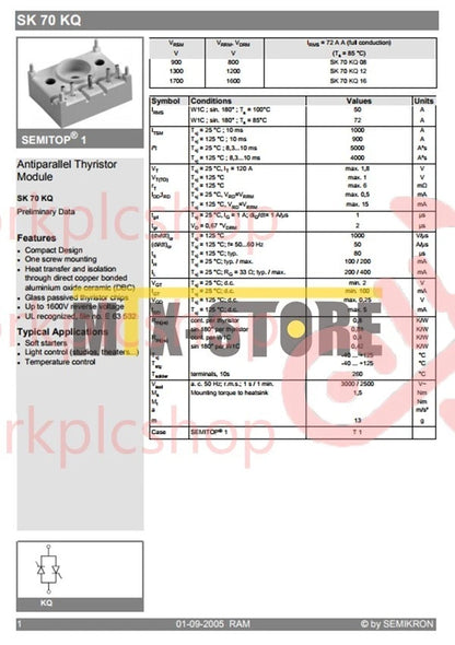 1PCS SEMIKRON Module SK70KQ16 Quality Assurance