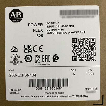 Allen-Bradley PowerFlex 525 AC Drive AB 25B-E6P6N104 - ALLEN-BRADLEY
