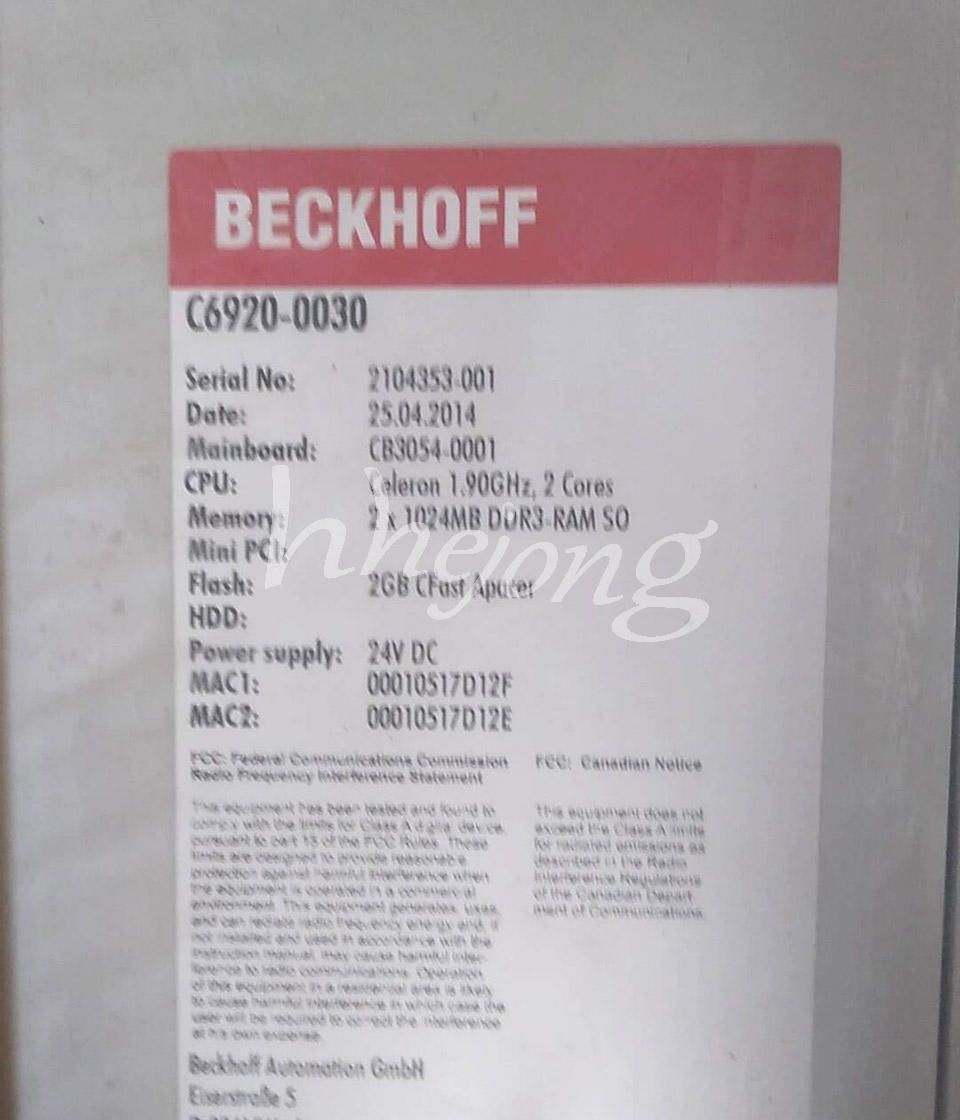 New Beckhoff Control Cabinet Industrial Model C6920-0030 - BECKHOFF