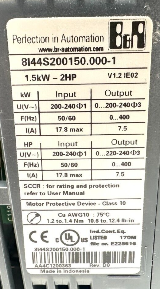 used B&R 8I44S200150.000-1 Acopos Inverter - B&R