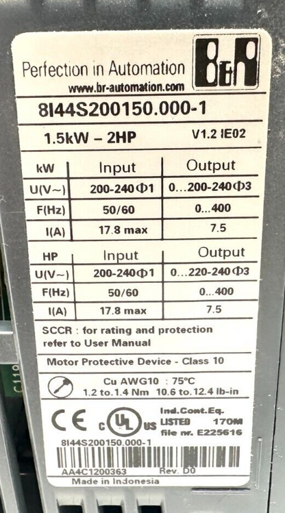 used B&R 8I44S200150.000-1 Acopos Inverter - B&R