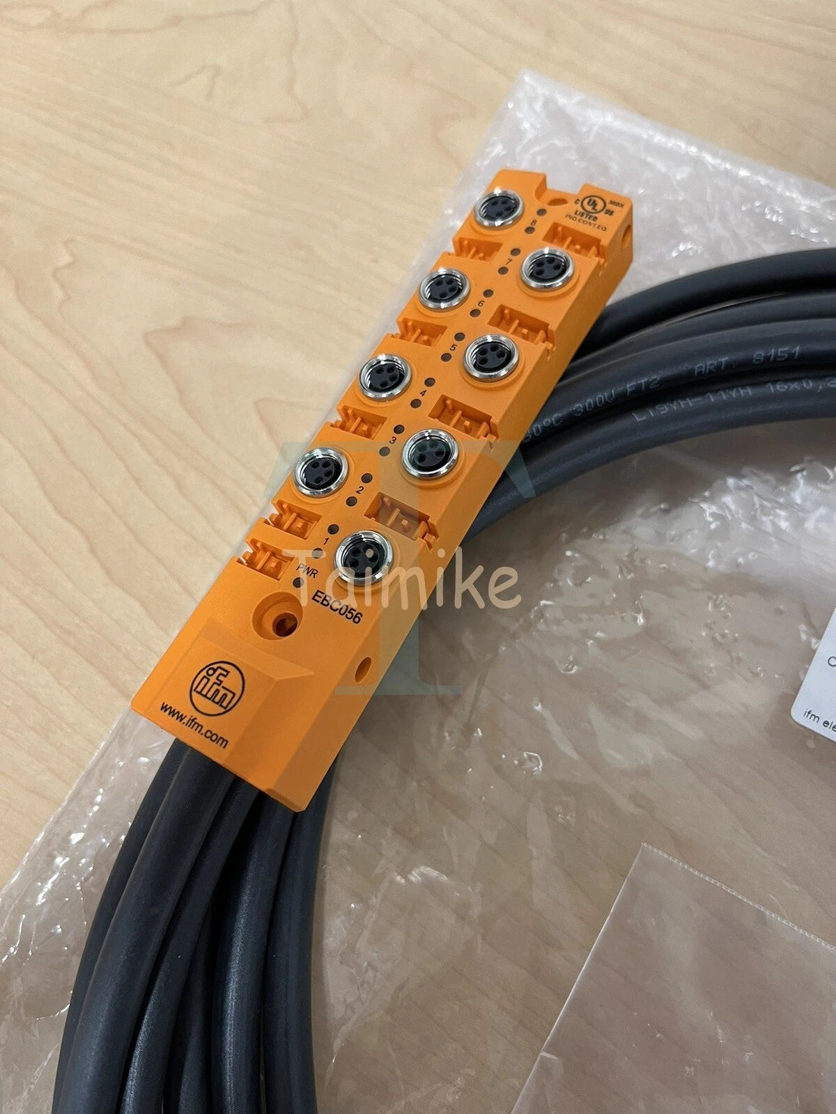 ! IFM EBC056 Sensor Wiring Block Compact M8 8 Channel Junction Box - 5m Cable