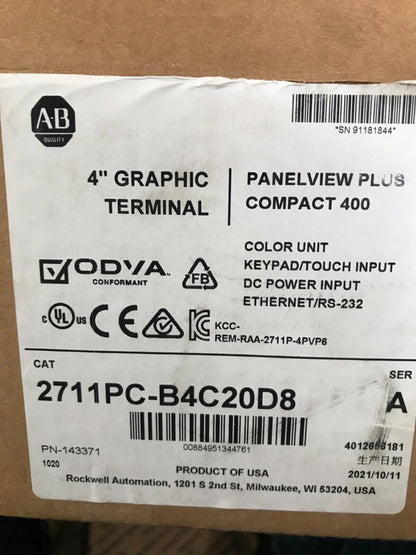ALLEN BRADLEY 2711PC-B4C20D8 PANELVIEW PLUS 400 - ALLEN BRADLEY