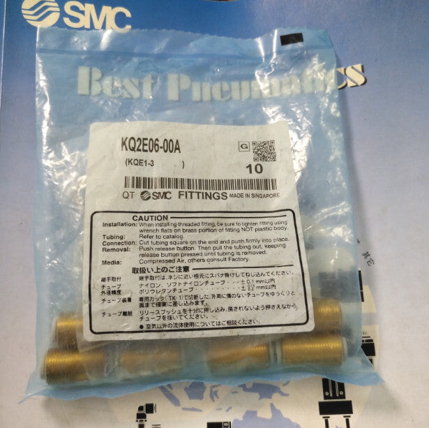1Bag/10pcs SMC KQ2E06-00A KQ2E0600A Bulkhead Union Brass Fittings