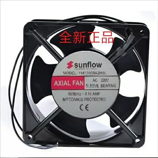 new 1 pcs Sunflow Fan FM12038A2HSL AC 220V 0.14A  120*120*38MM 2 Wire Aluminum frame