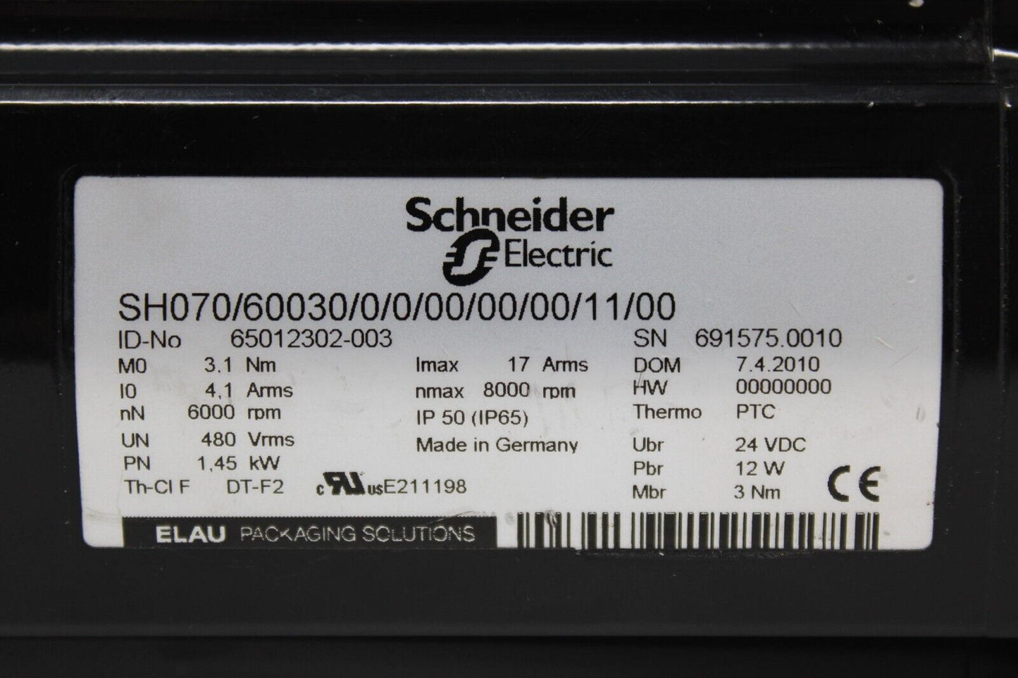 used Schneider SH070/60030/0/0/00/00/00/11/00 Motor - SCHNEIDER