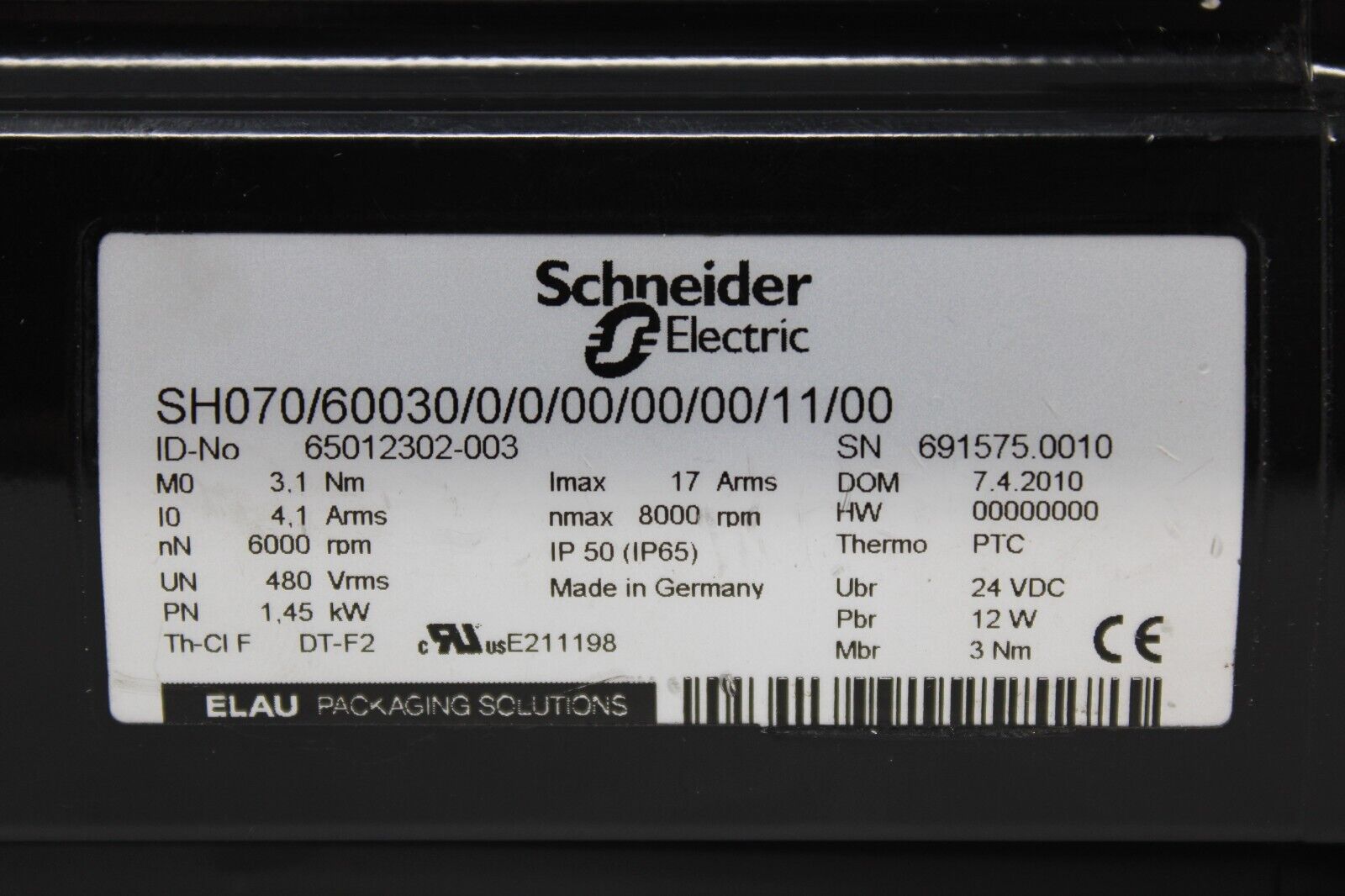 used Schneider SH070/60030/0/0/00/00/00/11/00 Motor - SCHNEIDER