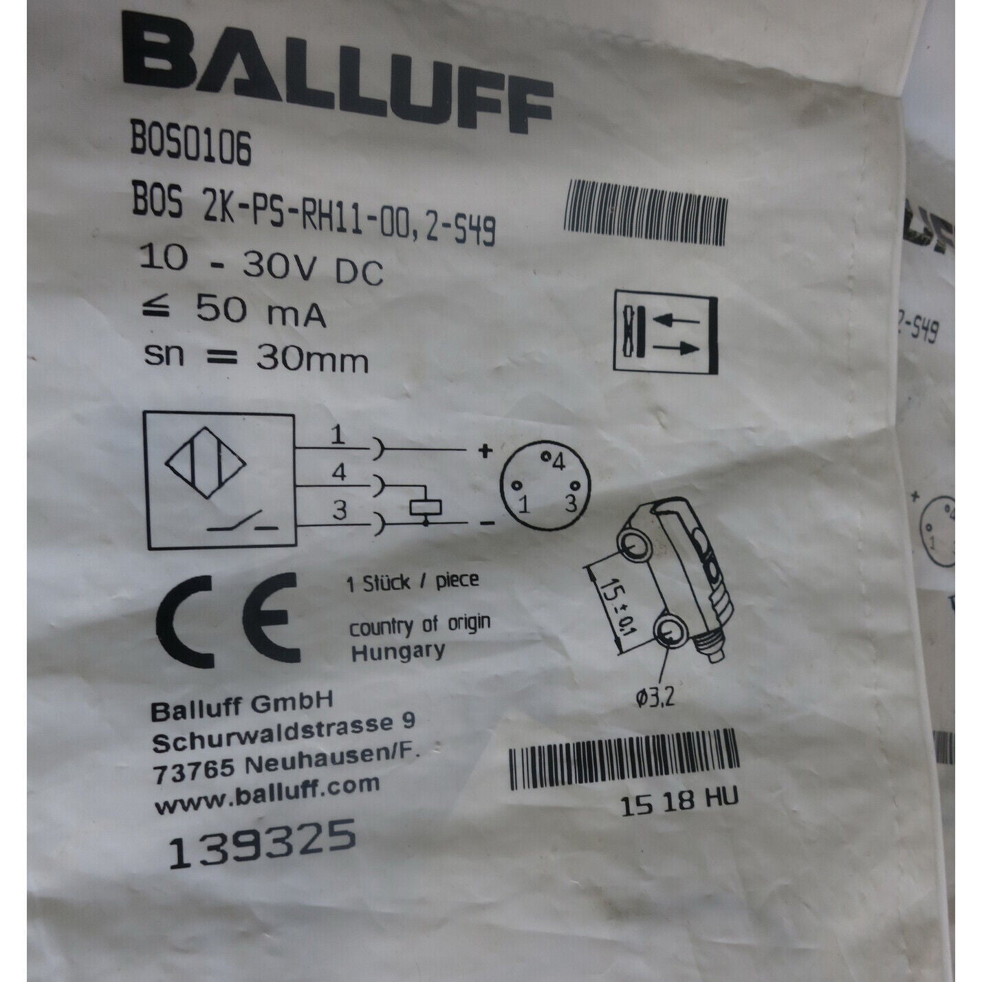 new 1pcs  balluff  BOS 2K-PS-RH11-00,2-S49 Proximity sensor SHIP