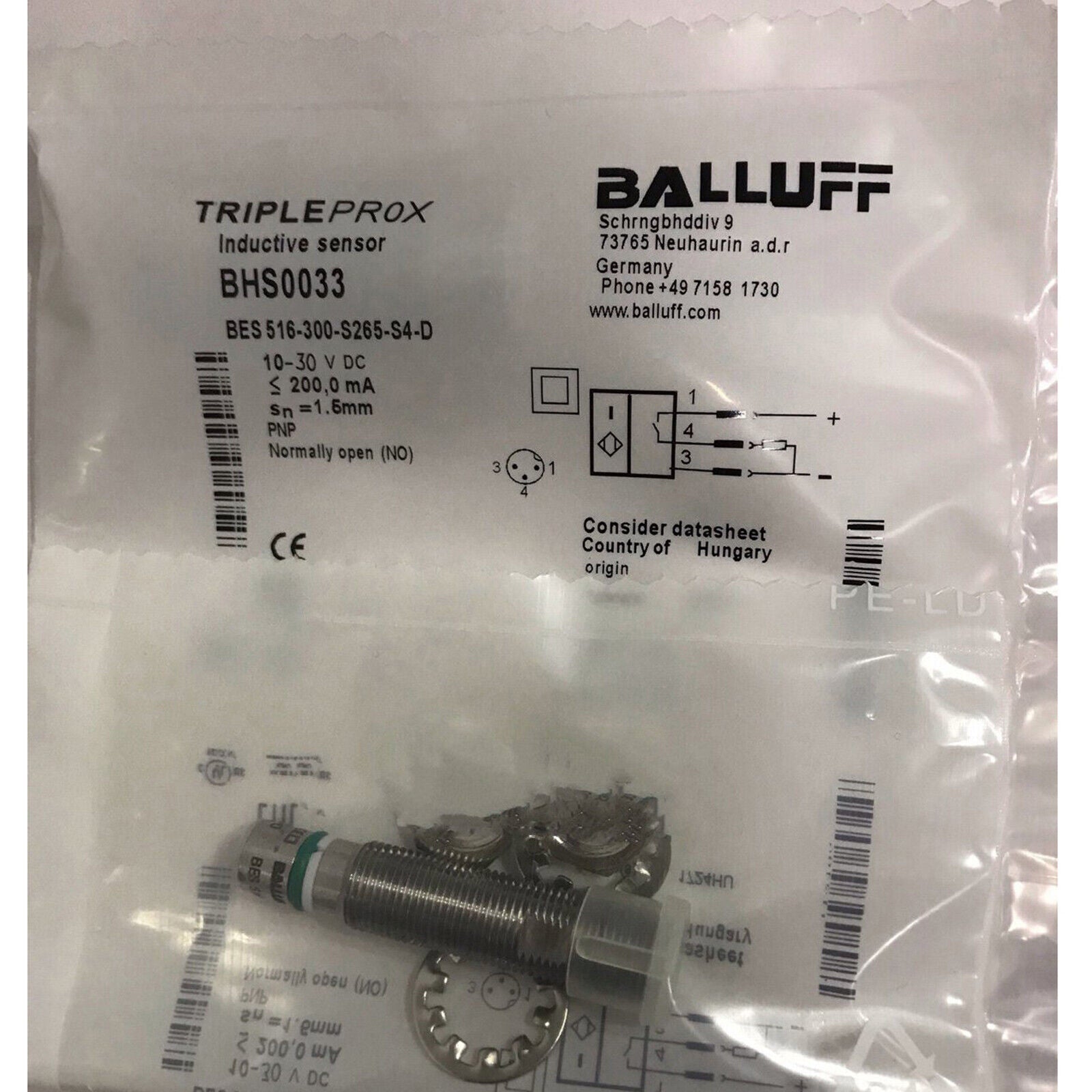 1PC BALLUFF Proximity sensor BES 516-300-S265-S4-D - BALLUFF