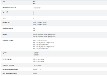 FESTO Mini Pressure Regulator LR-3/8-D-7-MINI 162584 for Small Equipment Flow Control - FESTO