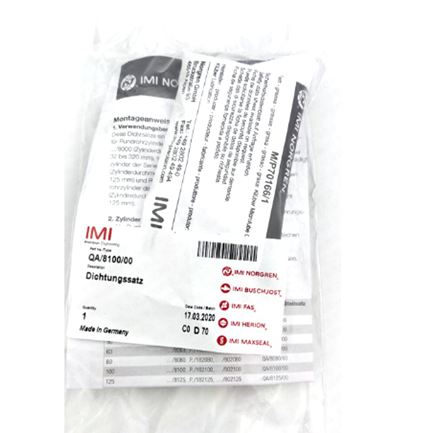 NORGREN Cylinder Service Kit QA/8100/00 - NORGREN
