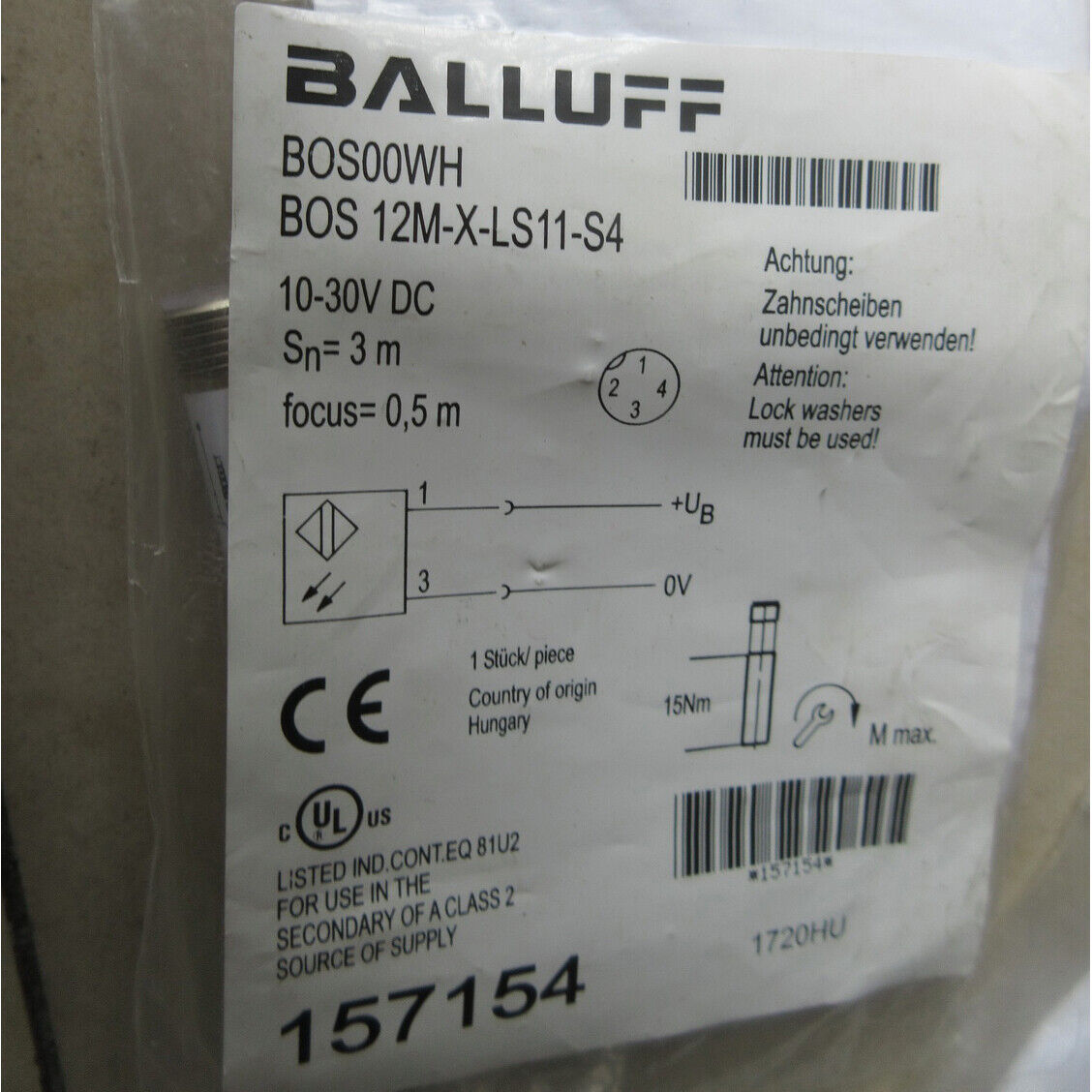Proximity Switch BALLUFF BOS 12M-X-LS11-S4 - BALLUFF