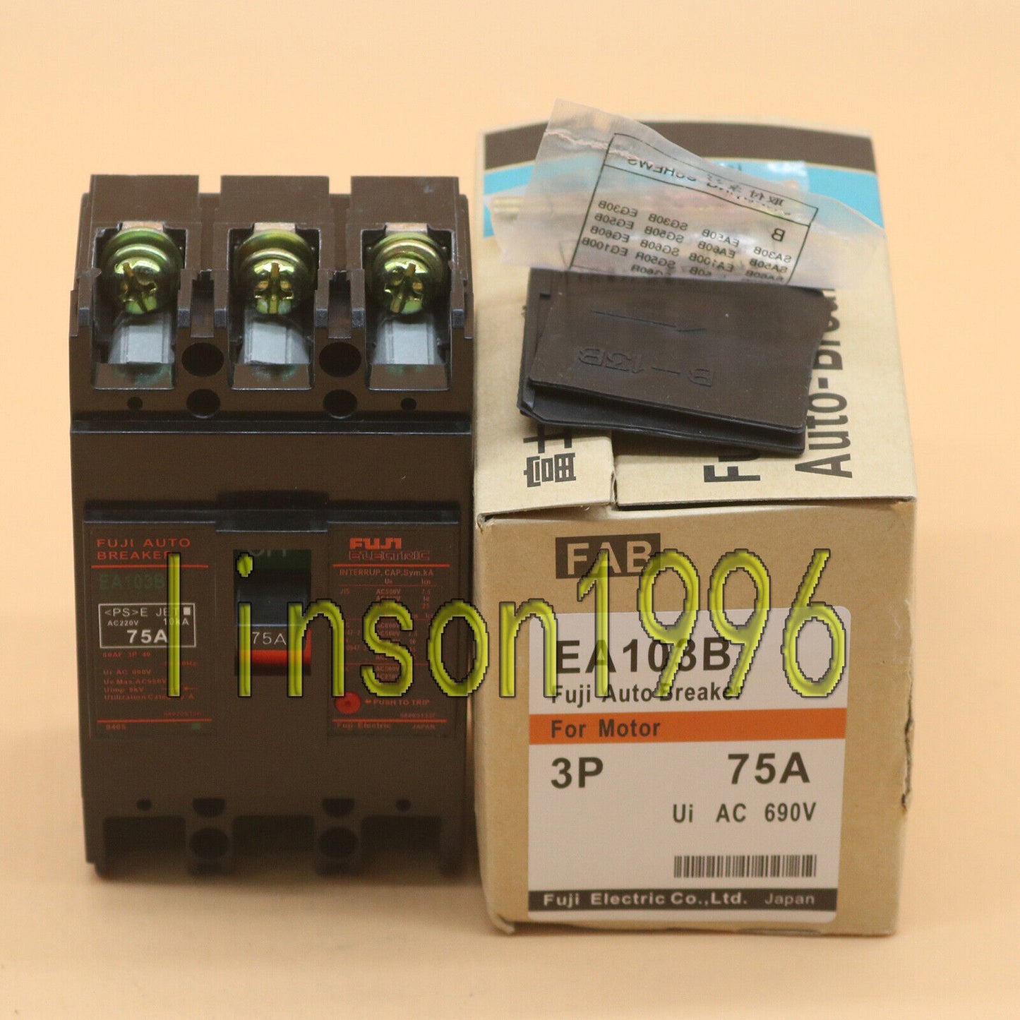 New FUJI EA103B 3P 75A Circuit Breaker Box - FUJI