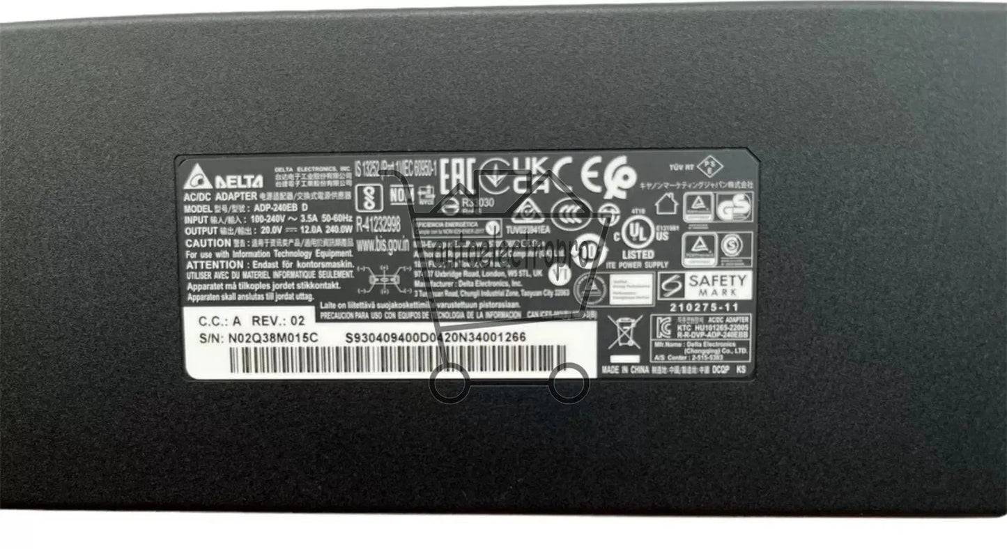 Delta 240W 20V 12A Power Adapter Charger for MSI Creator 16 Creator Z17