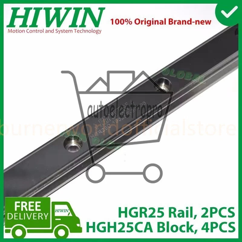 HIWIN 2pc HGR25 200-2000mm Linear Guide Rail + 4pc HGH25CA Slide Block ﻿﻿CNC