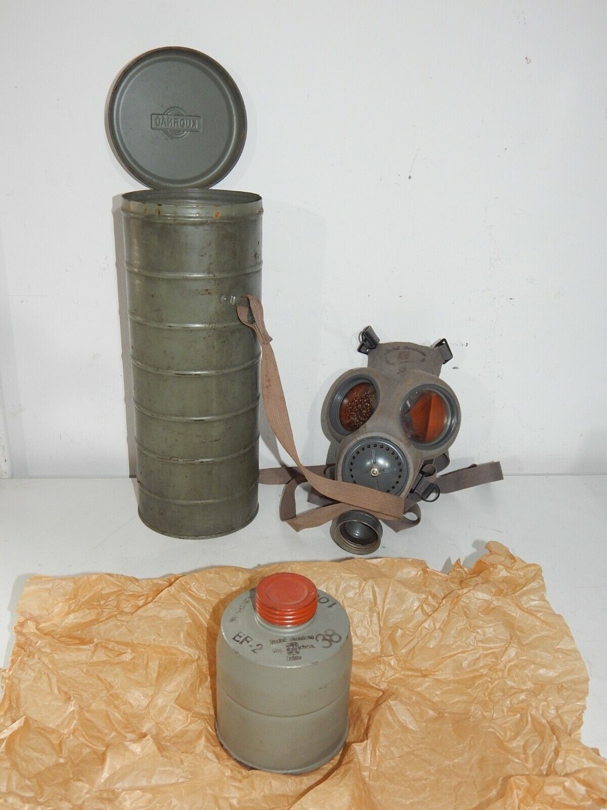 used  KUDRNAC gas mask KM-1a 1938 WW2 WWII koeed