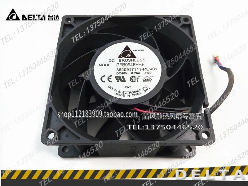 1pc Delta PFB0948EHE R00 9CM/cm 48V 0.26A 9038 9238 3-wire alarm fan