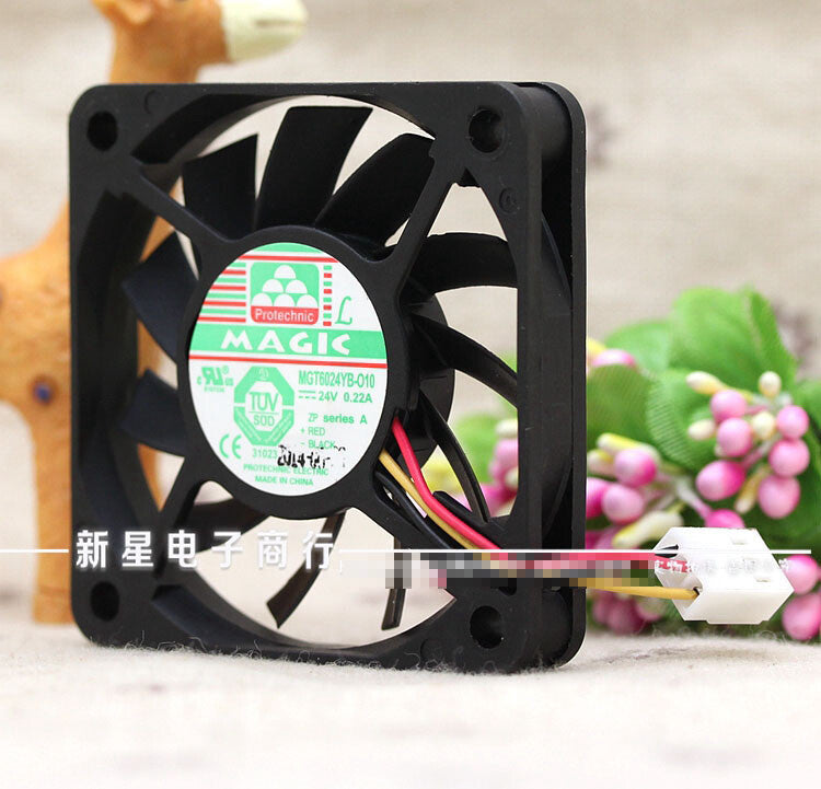 1pcs  MAGIC MGT6024YB-O10 6010 24V 0.22A 6CM double ball cooling fan 3pin