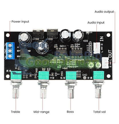 NE5532 Amplifier Tone Preamp Board Treble Bass Midrange Volume Tone Control