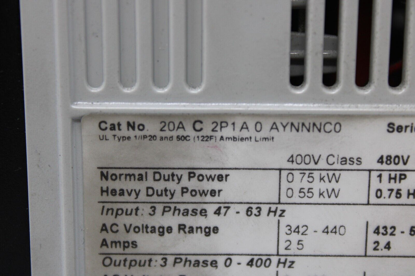 used Allen Bradley 20AC2P1A0AYNNNC0 PowerFlex 70 - ALLEN BRADLEY