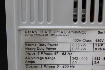 used Allen Bradley 20AC2P1A0AYNNNC0 PowerFlex 70 - ALLEN BRADLEY
