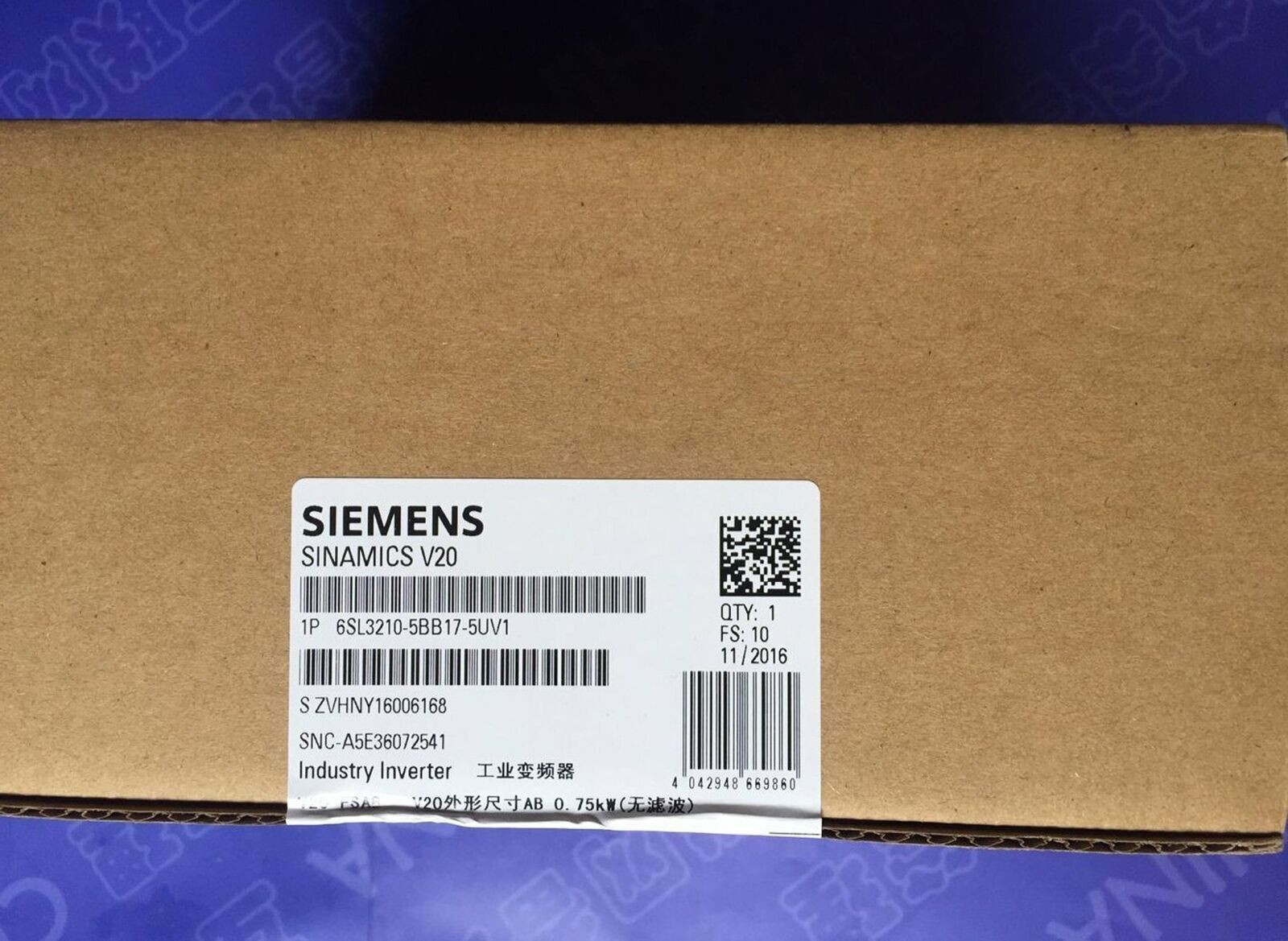 new 1PC  In Box Siemens 6SL3210-5BB17-5UV1 Inverter one year