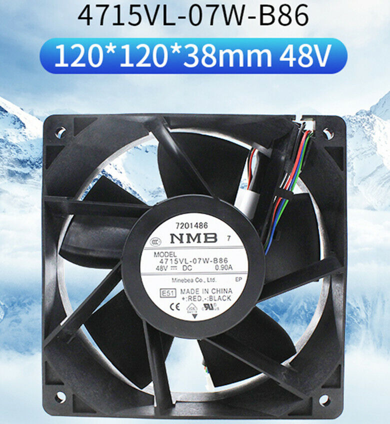 new NMB 4715VL-07W-B86 12038 48V 0.9A 12CM Communication Cabinet Cooling Fan 4-wire - NMB