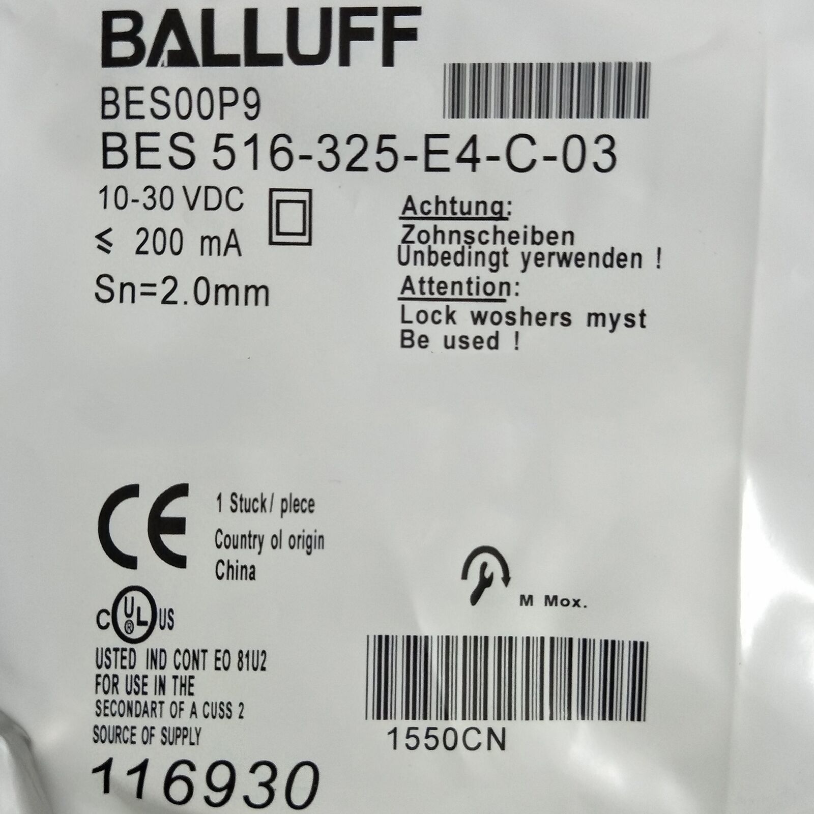 Balluff BES 516-325-E4-C-03 Proximity Sensor - BALLUFF