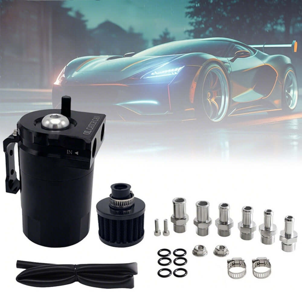 new Universal Oil Catch Can Kit Reservoir Baffled Tank with Breather Filter Aluminum