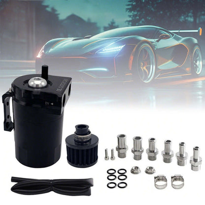 new Universal Oil Catch Can Kit Reservoir Baffled Tank with Breather Filter Aluminum