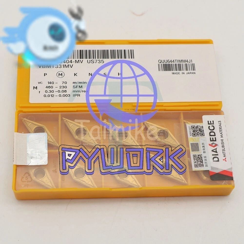10PCS/BOX MITSUBISHI VBMT160404-MV US735 Carbide Inserts CNC