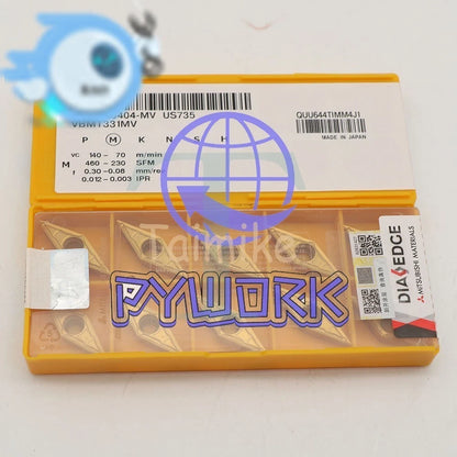 10PCS/BOX MITSUBISHI VBMT160404-MV US735 Carbide Inserts CNC