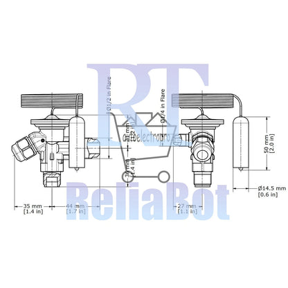 Danfoss 068Z3403 1/4 - 5.5TR Expansion Valve Body, TE 2, R404,R507A, 3/8x1/2 in,