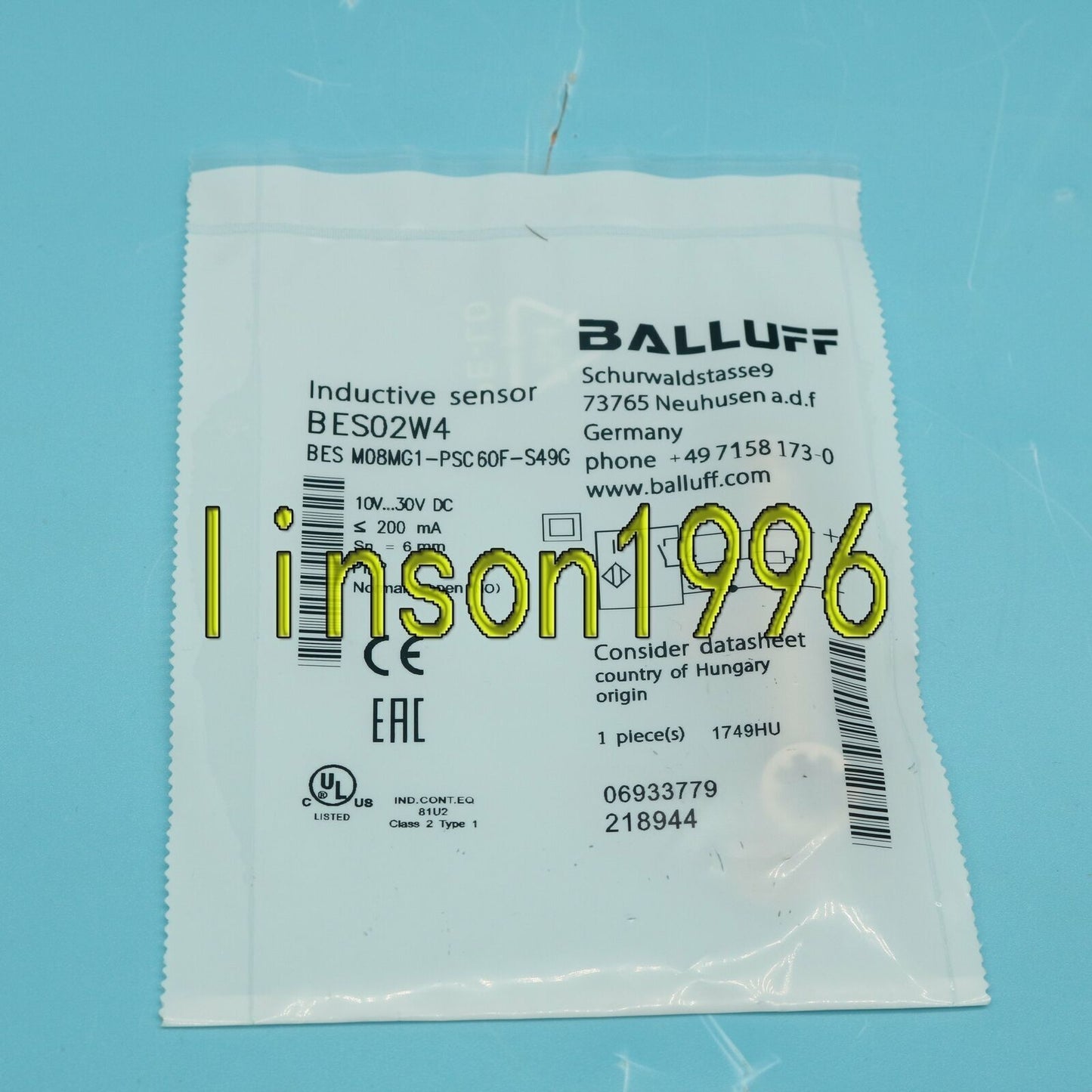 new one balluff proximity switch besh08mg1-ppsc60f-s49g - BALLUFF