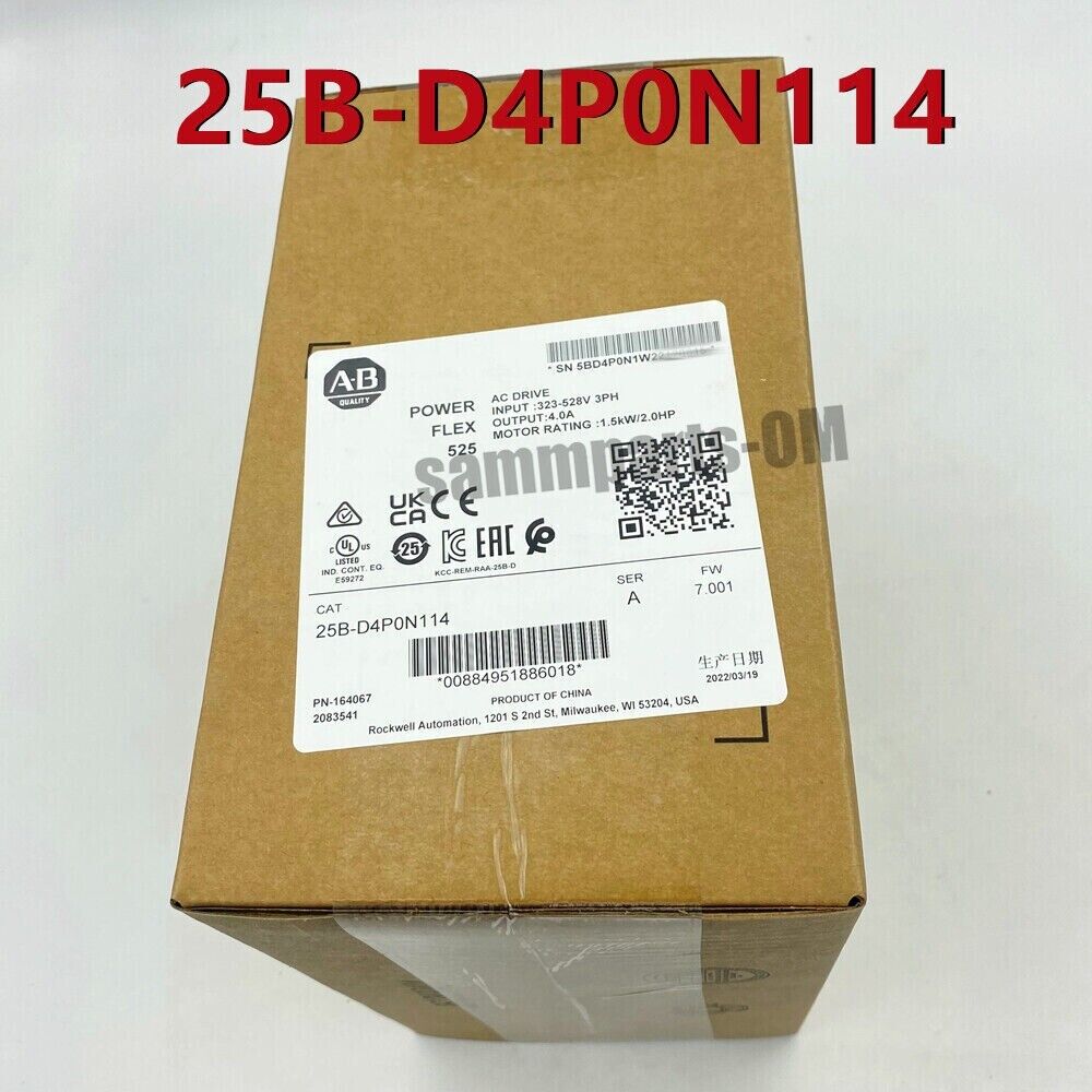 Allen-Bradley 25B-D4P0N114 PowerFlex 525 AC Drive1.5kW 2Hp NEW Factory Sealed - ALLEN-BRADLEY
