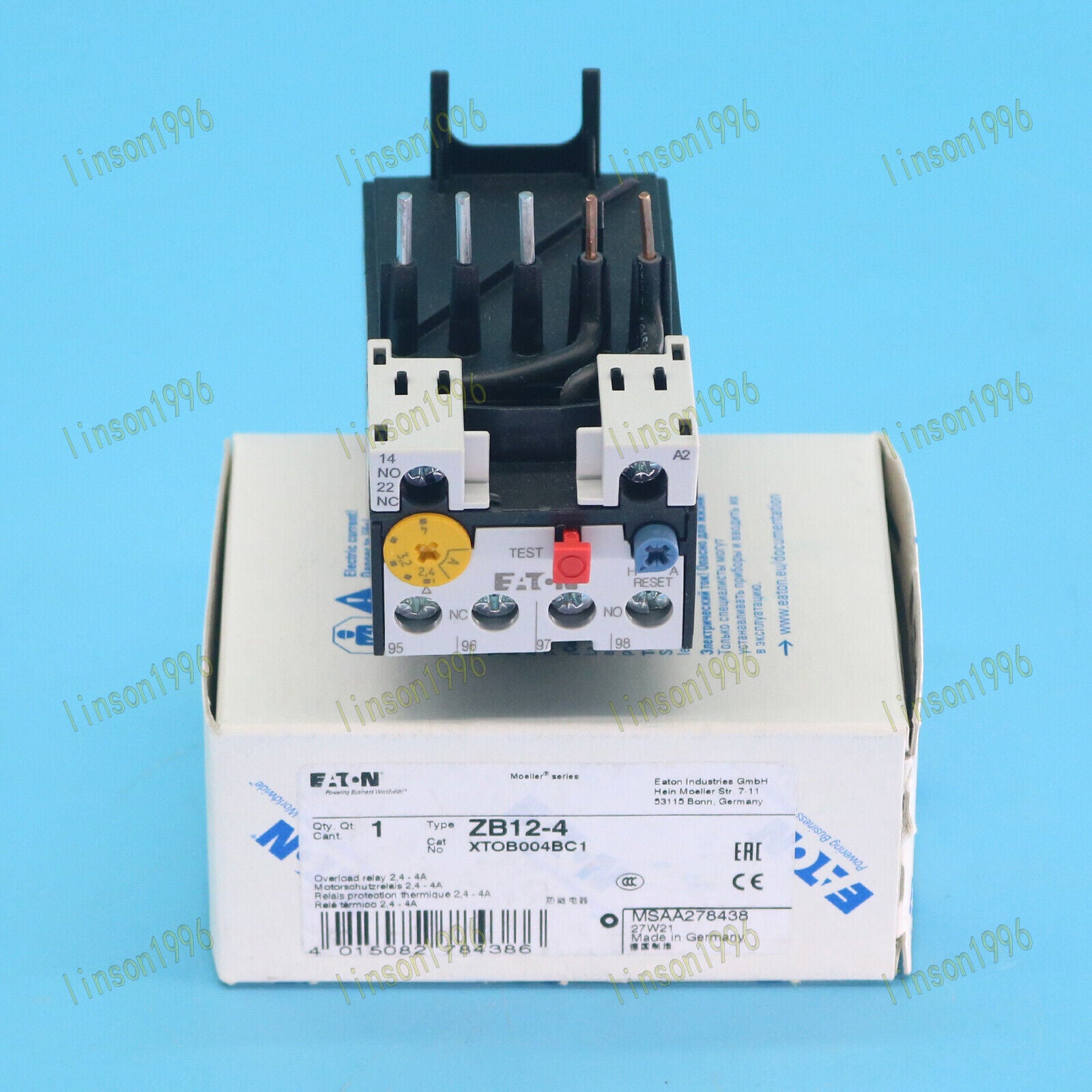 new 1PC Eaton Moeller ZB12-4 2.4-4A Overload Relay Eaton