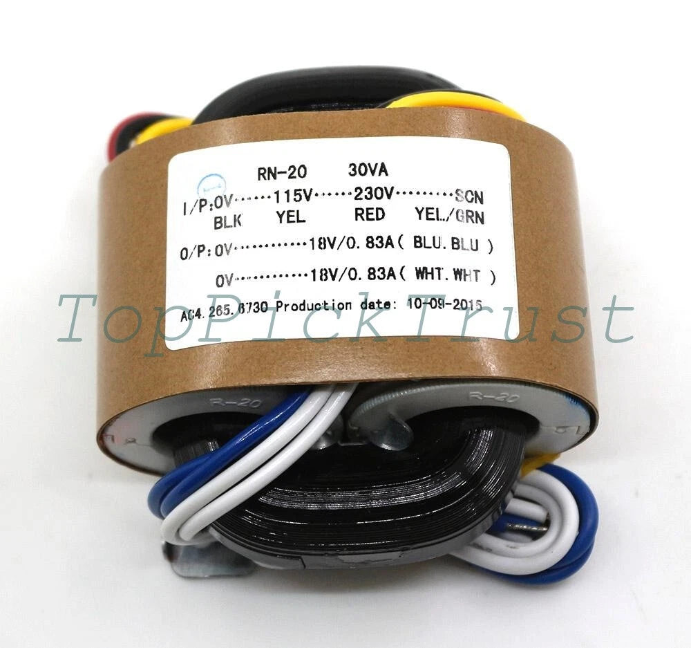 Transformer Audiophile 30W 30VA In 0-(115)-230V-SCN Out 9V 12V 15V 18V24V R-core